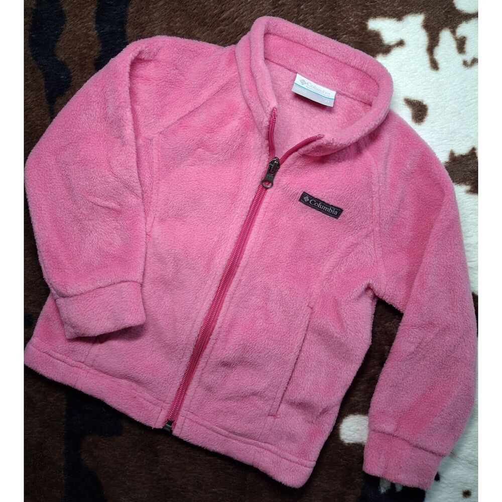Columbia Girls 2T Fleece Jacket Pink EUC Full Zip Cozy Granola Kid Adventure